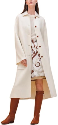 (Women) HERMES FW25 White Single-Breasted Long Sleeve Coat for Women H4H0100DAA3 Order (Women) HERMES FW25 White Single-Breasted Long Sleeve Coat for Women H4H0100DAA3