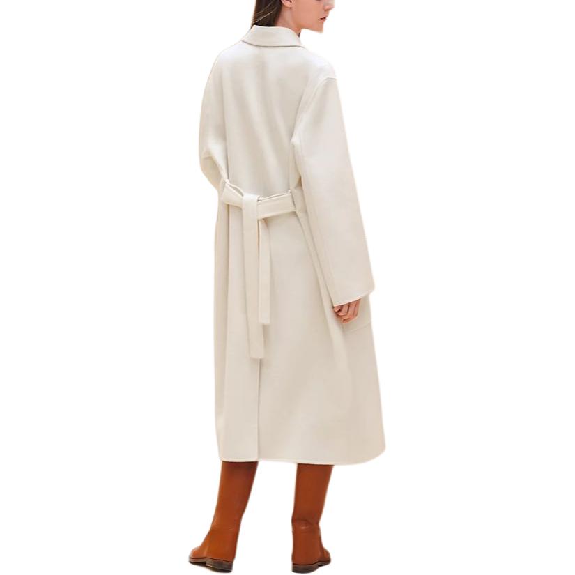 Lookbook (Women) HERMES FW25 White Single-Breasted Long Sleeve Coat for Women H4H0100DAA3