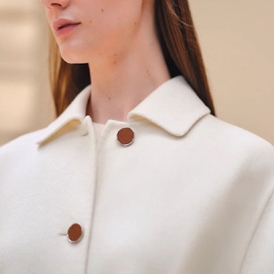 (Women) HERMES FW25 White Single-Breasted Long Sleeve Coat for Women H4H0100DAA3 Purchase (Women) HERMES FW25 White Single-Breasted Long Sleeve Coat for Women H4H0100DAA3