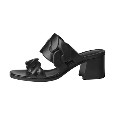 (W) HERMES Gaby Leather Slides 'Black Minimalist'