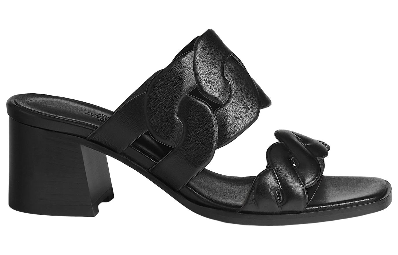 (W) HERMES Gaby Leather Slides 'Black Minimalist' 圖 2