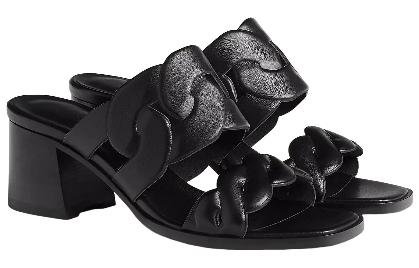 (W) HERMES Gaby Leather Slides 'Black Minimalist' 圖 3