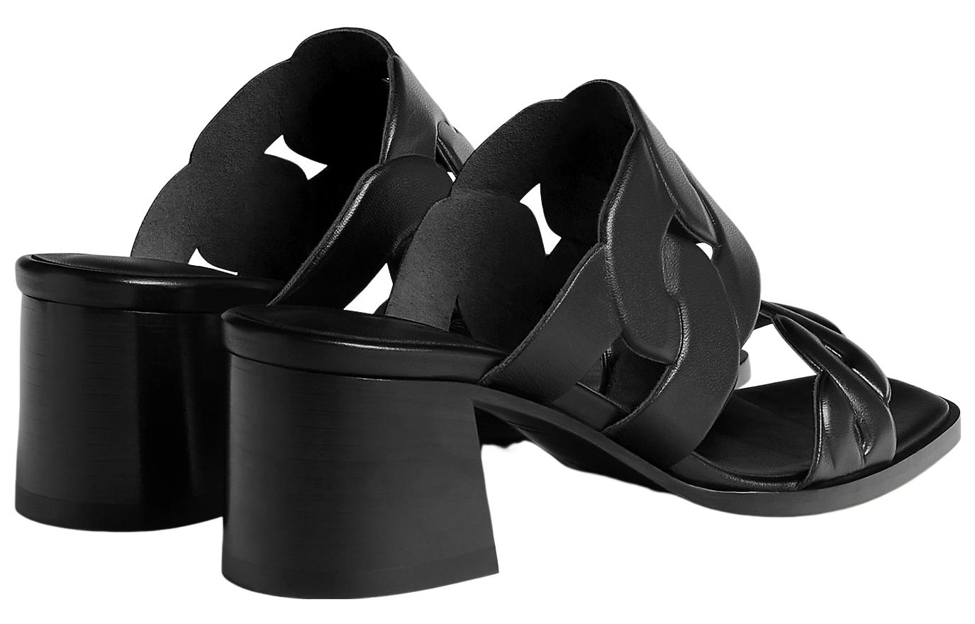 (W) HERMES Gaby Leather Slides 'Black Minimalist' 圖 4