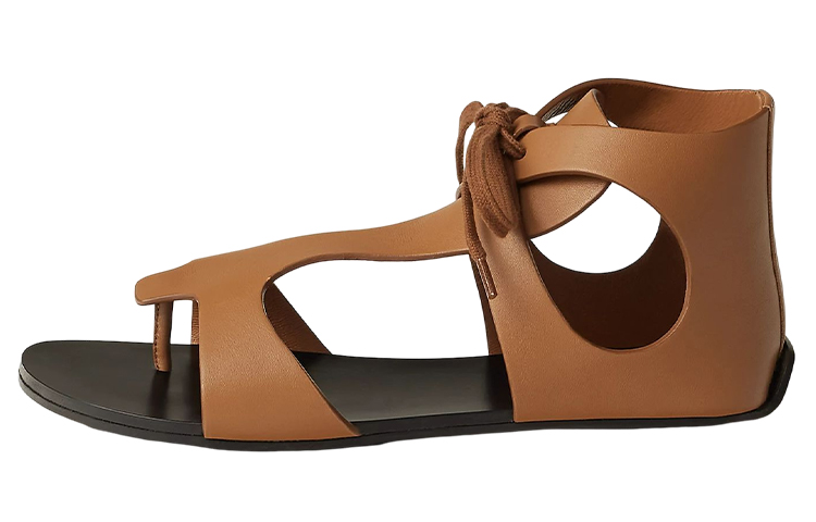 (Women) HERMES Galates 'Brown Open-Toe Buckle' H231234Z-A3