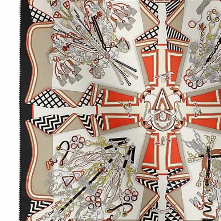 (Women) HERMES Geometric Bouquet Design Silk Scarf  Black H982842S06 圖 3