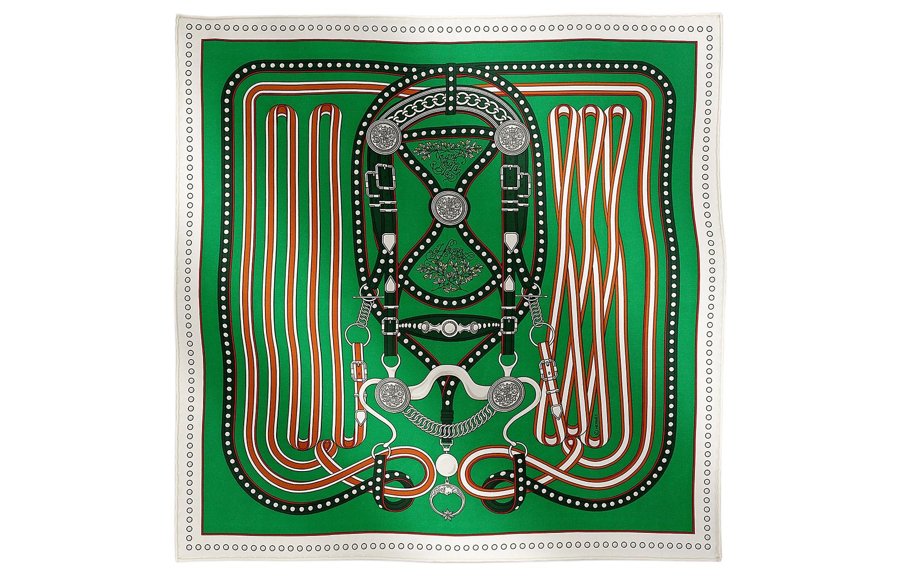 (Women) HERMES Geometric Pattern Silk Scarf Green for Women. H893778Sv08 圖 2