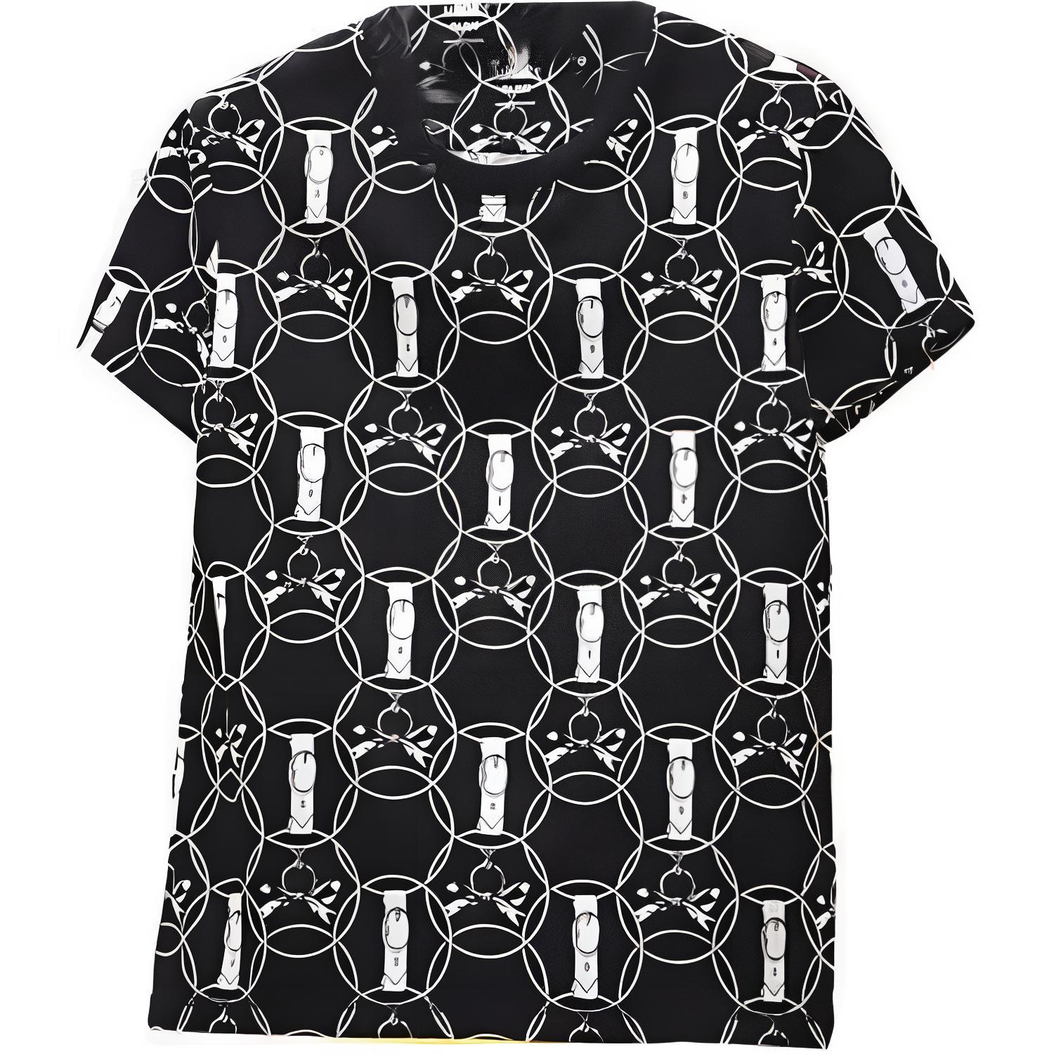 (Women) HERMES Geometric Print Oversized Black T-Shirt FW22  Short Sleeve. H2H4618DB02