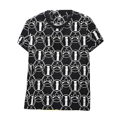 (Women) HERMES Geometric Print Oversized Black T-Shirt FW22 Short Sleeve. H2H4618DB02