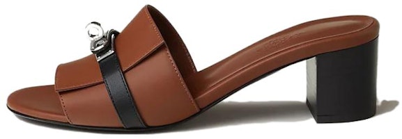 (Women) HERMES Gigi 'Brown Leather Block-Heel Slide' H231063Z-20 (Women) HERMES Gigi 'Brown Leather Block-Heel Slide' H231063Z-20