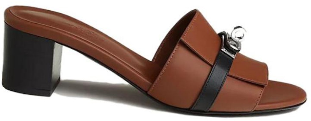 (Women) HERMES Gigi 'Brown Leather Block-Heel Slide' H231063Z-20 Order (Women) HERMES Gigi 'Brown Leather Block-Heel Slide' H231063Z-20