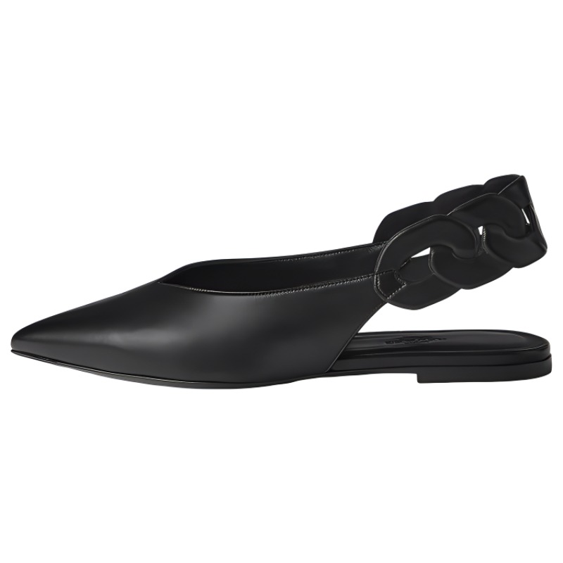 (Women) HERMES Gina Sandal 'Black Leather' H231243Z-02