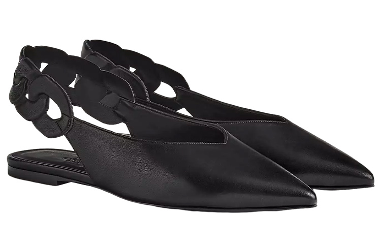 Shop (W) エルメス ジナ サンダル (黒レザー) H231243Z-02