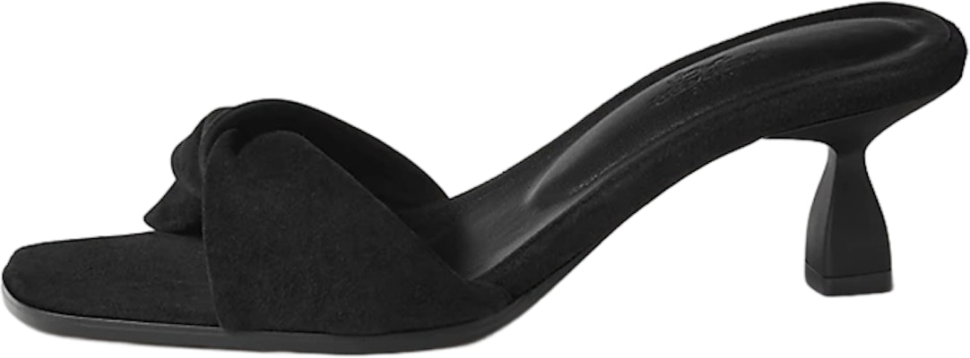 (Women) HERMES Giny Slides 'Black Velvet High Heel Peep Toe' H231156Z-02 Buy (Women) HERMES Giny Slides 'Black Velvet High Heel Peep Toe' H231156Z-02
