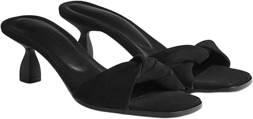 (Women) HERMES Giny Slides 'Black Velvet High Heel Peep Toe' H231156Z-02 Order (Women) HERMES Giny Slides 'Black Velvet High Heel Peep Toe' H231156Z-02