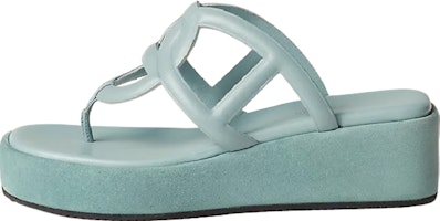 (Women) HERMES Gipsy Leather Thong Wedge 'Teal' H231082Z-6A (Women) HERMES Gipsy Leather Thong Wedge 'Teal' H231082Z-6A
