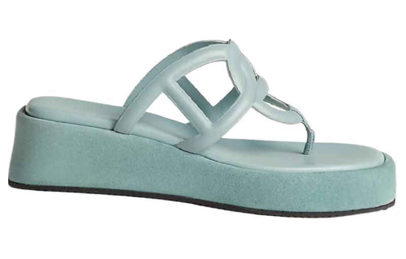 Order (Women) HERMES Gipsy Leather Thong Wedge 'Teal' H231082Z-6A