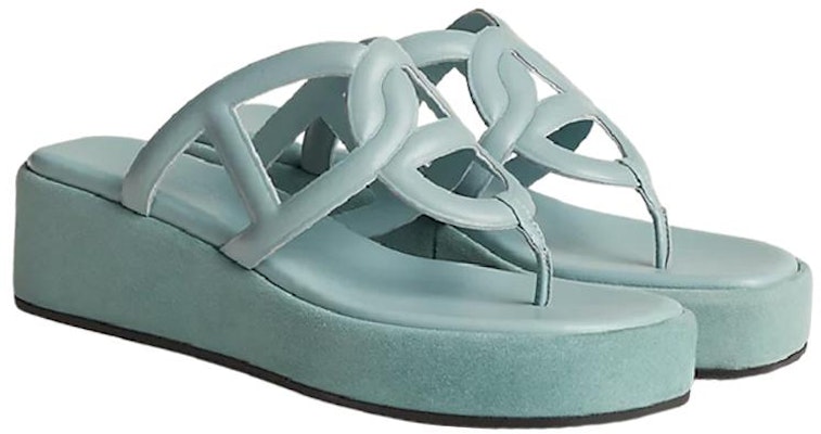 (Women) HERMES Gipsy Leather Thong Wedge 'Teal' H231082Z-6A Shop (Women) HERMES Gipsy Leather Thong Wedge 'Teal' H231082Z-6A