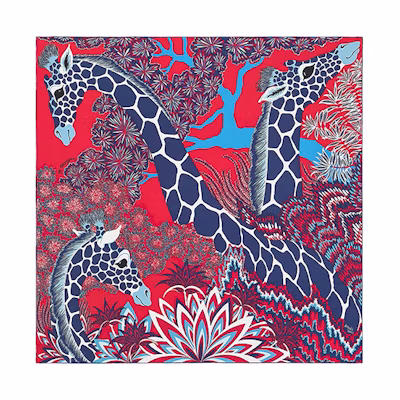 (Women) HERMES Giraffe Pattern Ladies Silk Scarf Blue H003441S-04