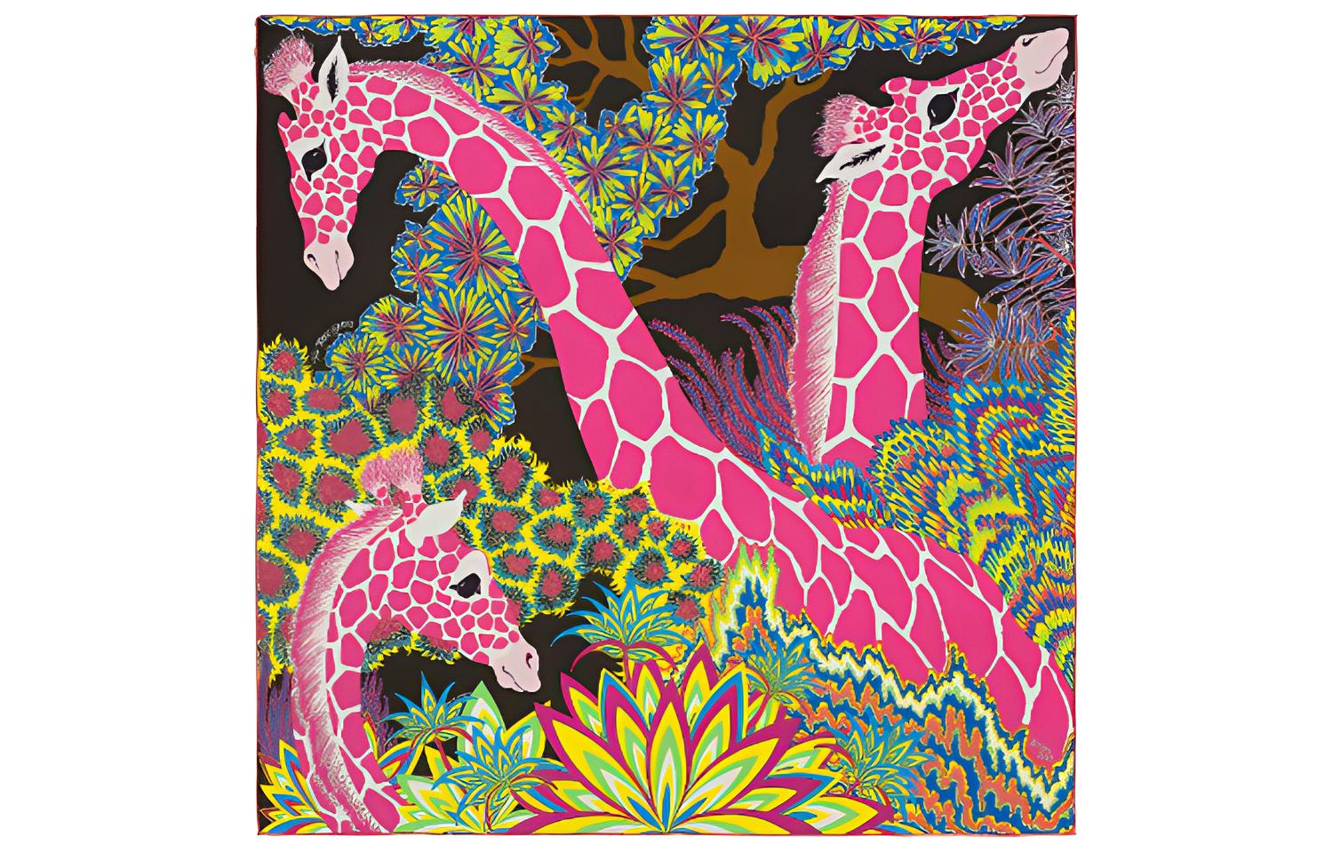 (Women) HERMES Giraffe Print Fashion Casual Silk Scarf for Women H003441S 09