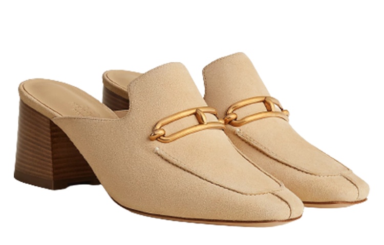 (W) HERMES Gisele Round Toe Slip-On Mules 'Beige' 圖 2