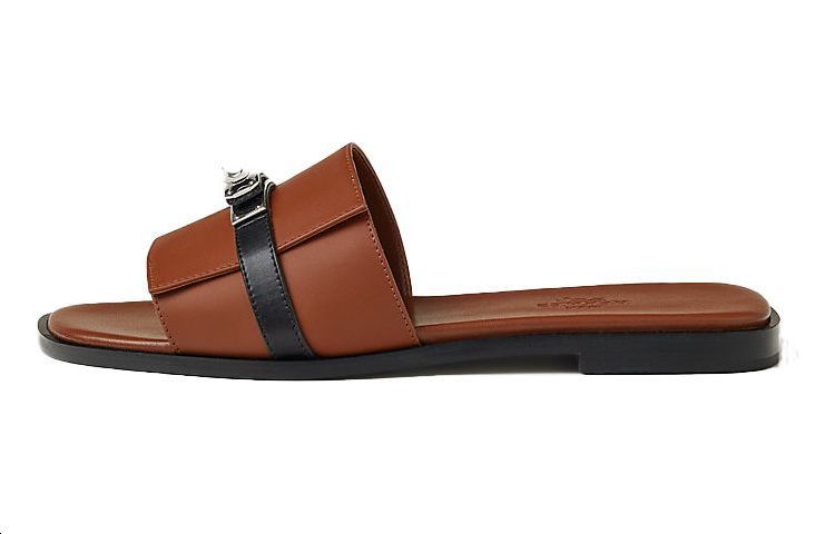 (W) HERMES Giulia 'Brown Fashion Slide'