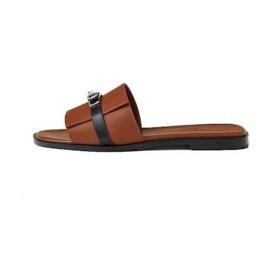 (W) HERMES Giulia 'Brown Fashion Slide'