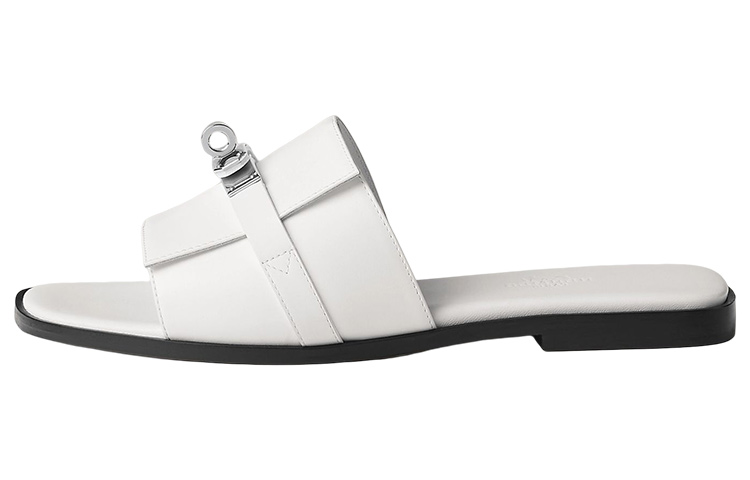 (Women) HERMES Giulia Flat 'White Fashion Slide' H231056Z-V90