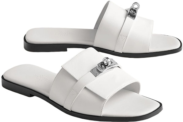 (W) HERMES Giulia Flat 'Selipar Fesyen Putih' H231056Z-V90 Lookbook (W) HERMES Giulia Flat 'Selipar Fesyen Putih' H231056Z-V90