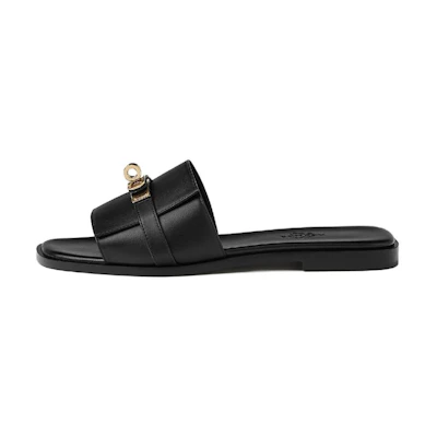 (W) HERMES Giulia Slides 'Classic Buckle Black'