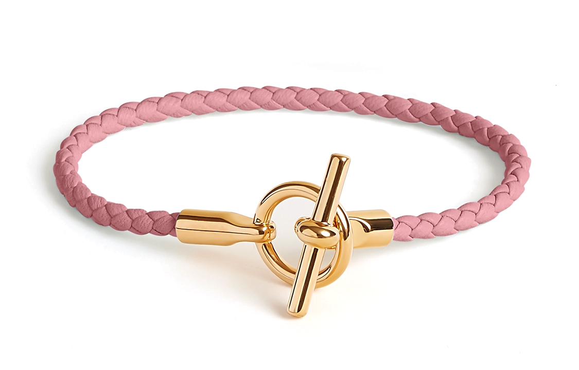 (Women) HERMES Glenan Gold-Plated Pink Braided Bracelet for Women. H071681F-3QT2 圖 2