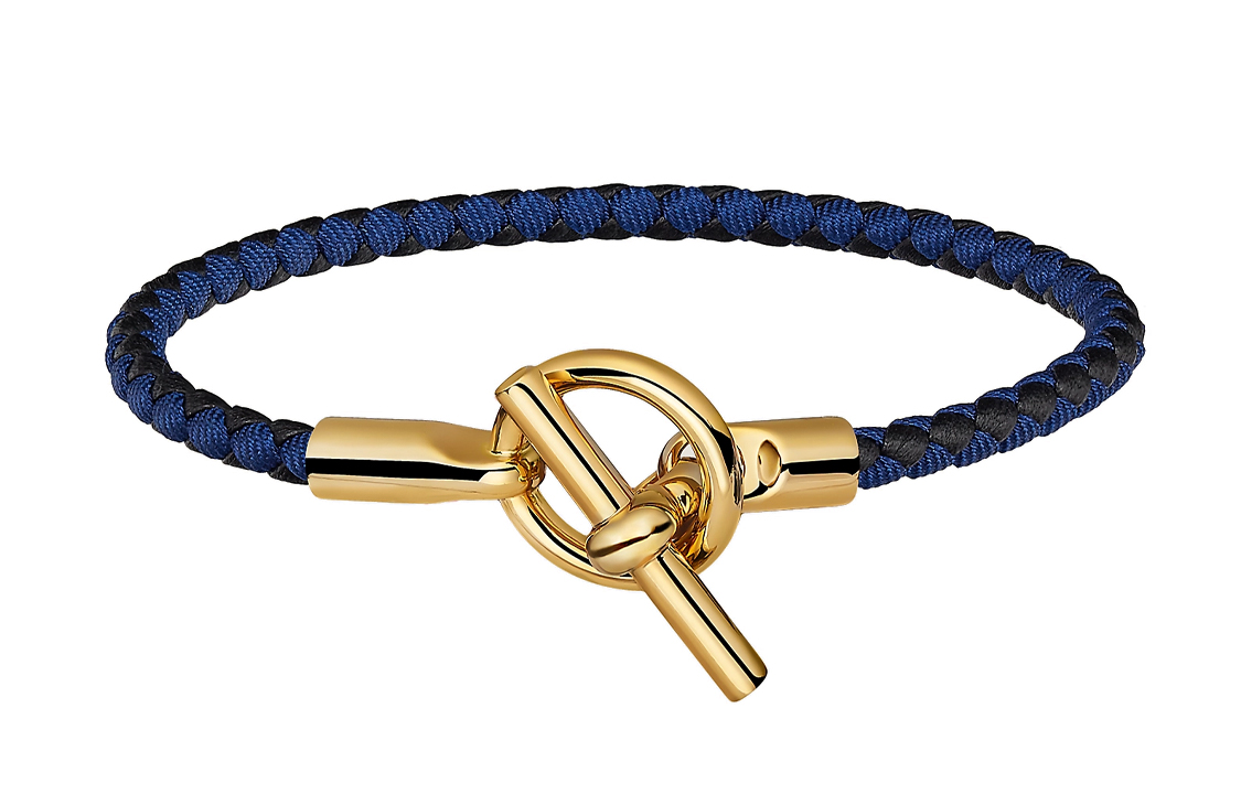 (Women) HERMES Glenan Swift Calfskin Braided Bracelet  Black/Blue. H071719F-04T3 圖 2