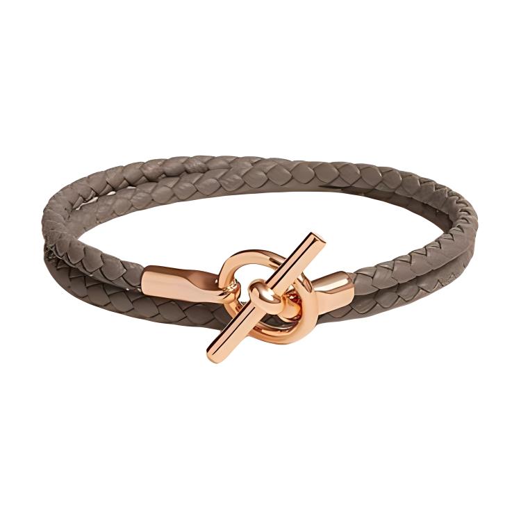 (Women) HERMES Glennan Double Tour Calfskin Bracelet for Women in Grey Pink. 106656304 圖 2