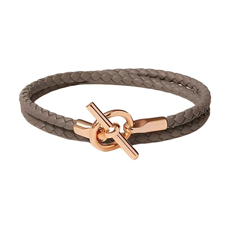 (Women) HERMES Glennan Double Tour Calfskin Bracelet for Women in Grey Pink. 106656304 圖 3