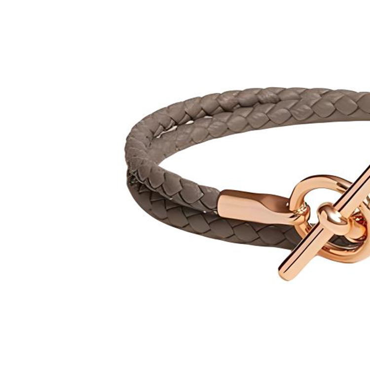 (Women) HERMES Glennan Double Tour Calfskin Bracelet for Women in Grey Pink. 106656304 圖 4