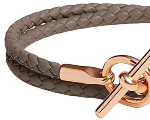 (W) 愛馬仕 Glennan 雙圈小牛皮手環 女士款 灰粉色 106656304 Shop (W) 愛馬仕 Glennan 雙圈小牛皮手環 女士款 灰粉色 106656304