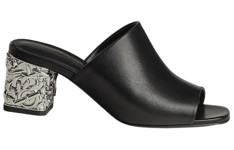 (W) HERMES Glossy 'Black Block-Heel Slide Sandal' 圖 2