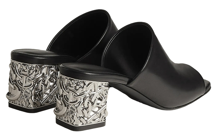 (W) HERMES Glossy 'Black Block-Heel Slide Sandal' 圖 4