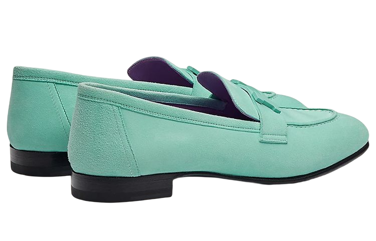 Shop HERMES 愛馬仕 山羊皮樂福鞋 女款 綠色