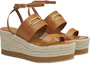 Order (Women) HERMES Goat Leather Woven Wedge Fashion Slide 'Brown' H221153Z-B8