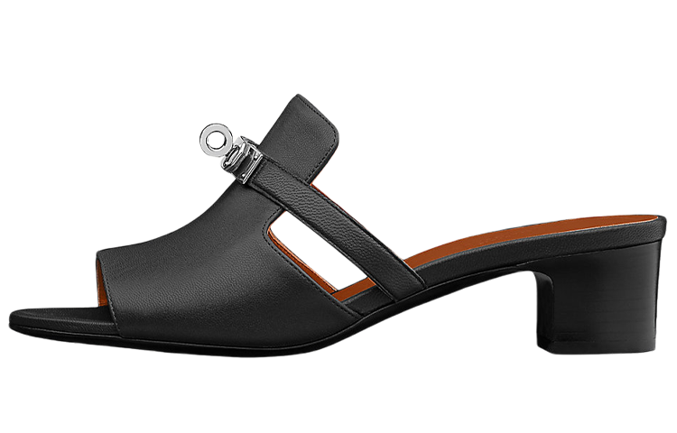 Buy (W) Sandales à Talons Hauts en Cuir de Chèvre HERMÈS ''Noir'' H211070Z-02