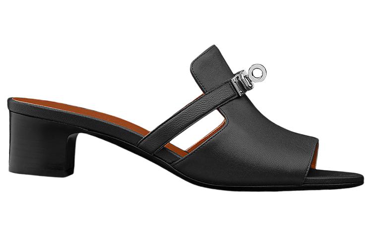 Order (W) Sandales à Talons Hauts en Cuir de Chèvre HERMÈS ''Noir'' H211070Z-02