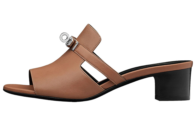 Buy (W) Sandalias de Tacón Alto de Piel de Cabra HERMES 'Marrón'. H211070Z-9J