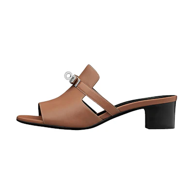 (W) HERMES Goat Skin Fashion High Heeled Sandals 'Brown'