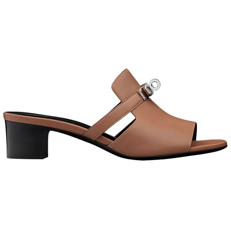 (W) HERMES Goat Skin Fashion High Heeled Sandals 'Brown' 圖 2