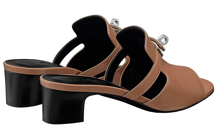 (W) HERMES Goat Skin Fashion High Heeled Sandals 'Brown' 圖 4