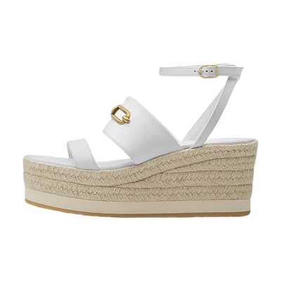(W) HERMES Goat Skin Fashion Woven Shoes 'White'