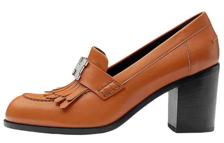 (Women) HERMES Goat Skin Loafer Heels 'Brown Fashion' H221067Z-1V