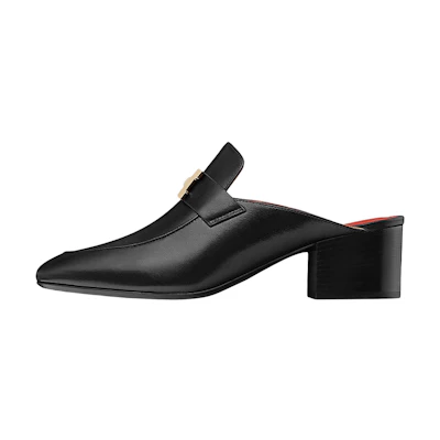 (W) HERMES Goat Skin Mule 'Black'