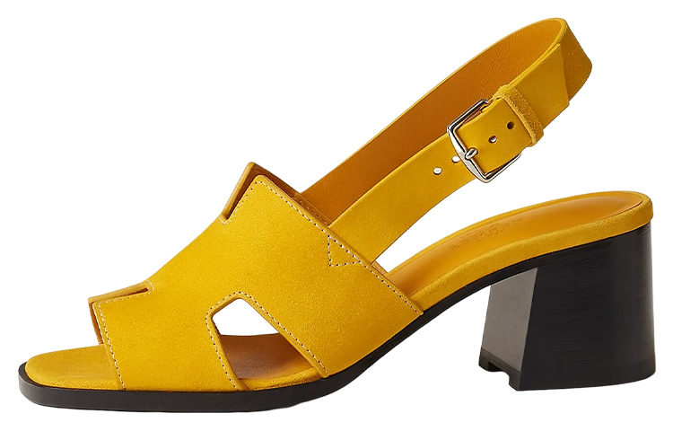(Women) HERMES Goat Skin Open-Toe Buckle Sandals 'Yellow Fashion' H231117Z-8X