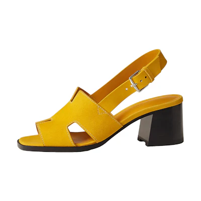 (W) HERMES Goat Skin Open-Toe Buckle Sandals 'Yellow Fashion'